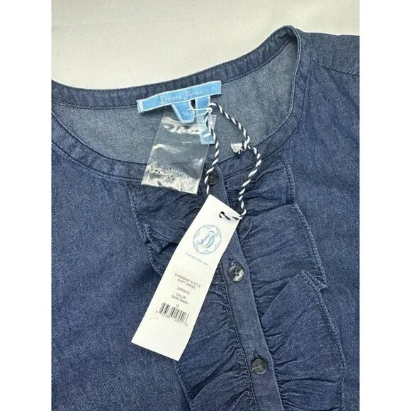 NWT Draper James Chambray Ruffle Shift Dress Size 12 - Picture 5 of 9
